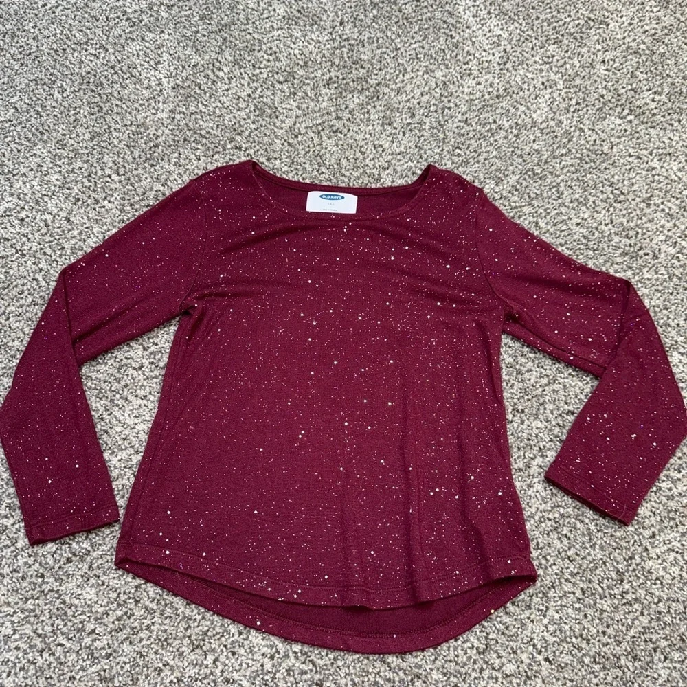 Old navy long sleeve burgundy sparkle shirt